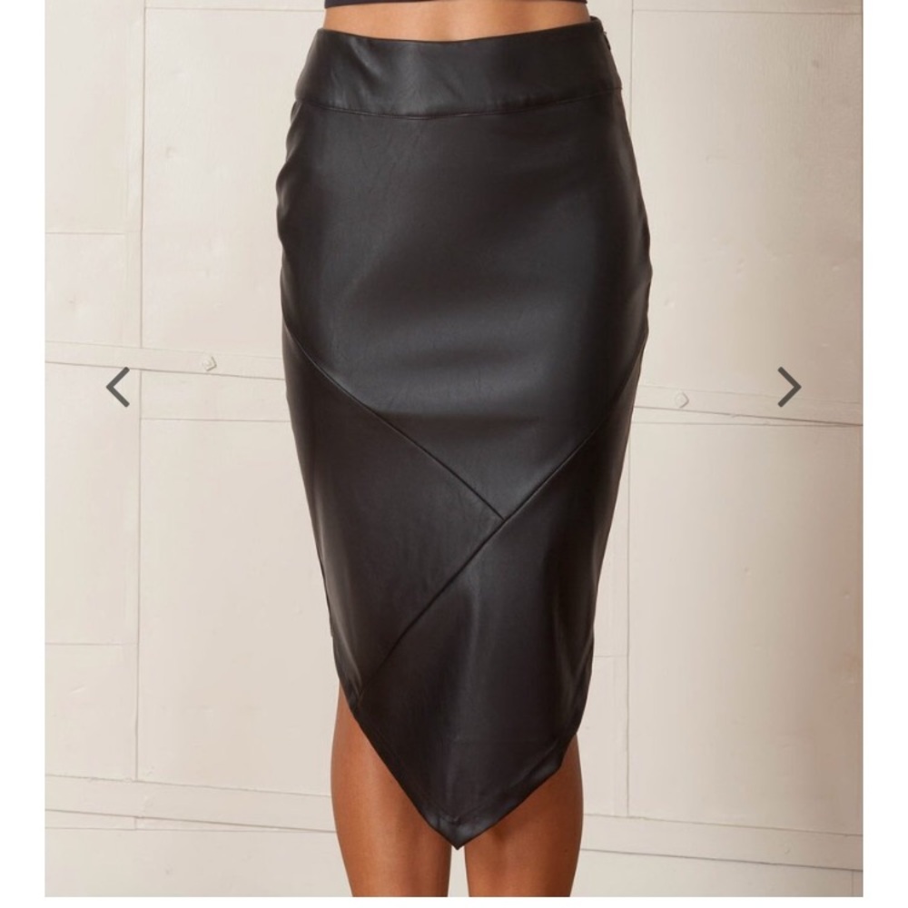 MinkPink Black Leather Skirt